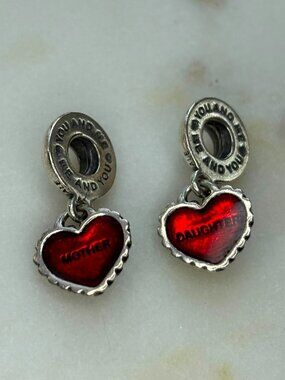 Authentic PANDORA Piece of My Heart Mother + Daughter Split Dangle Charm RETIRED